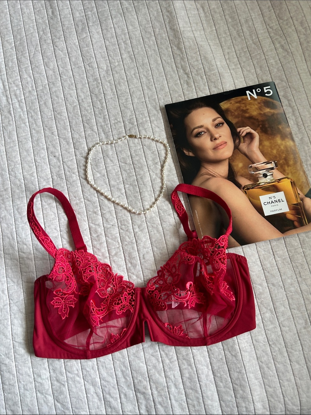 Simone Perele Paris burgundy, maroon, sheer mesh lace underwire sexy bra 36F